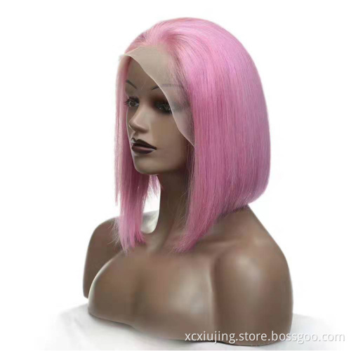 Different colored Cuticle Aligned Human Hair Wigs Short Cut Bob Lace Front Wigs Remy Human Hair
